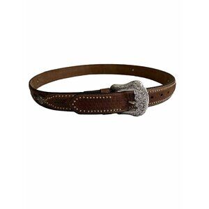 Nocona Belt Western Brown Leather Men Size 40 Embellished Basket Weave